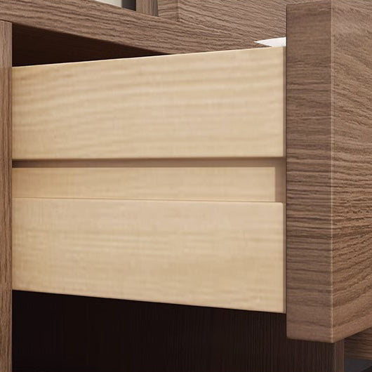 Minimalist Rubberwood Rounded Nightstand 1-Drawer