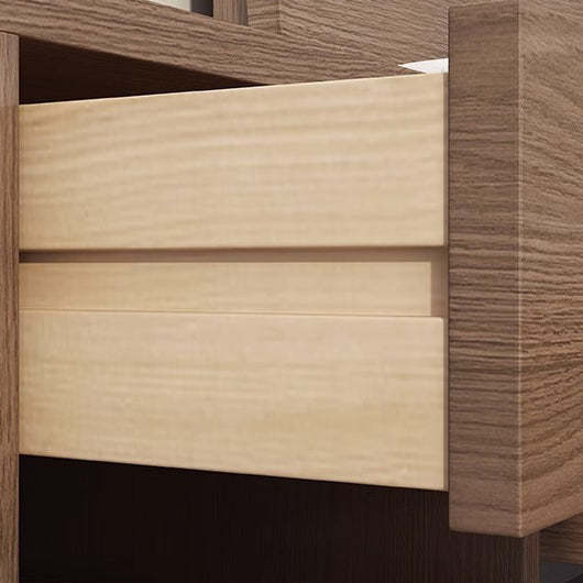 Minimalist Rubberwood Rounded Nightstand 1-Drawer