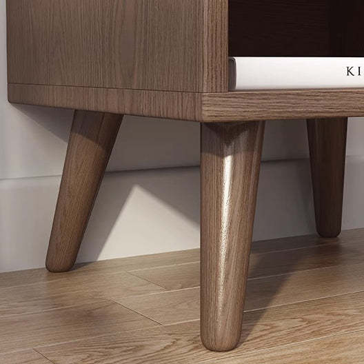 Minimalist Rubberwood Rounded Nightstand 1-Drawer