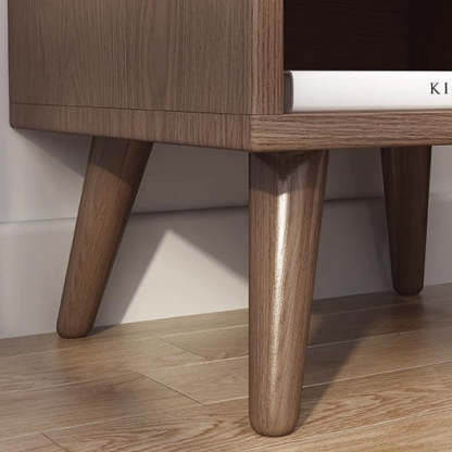 Minimalist Rubberwood Rounded Nightstand 1-Drawer