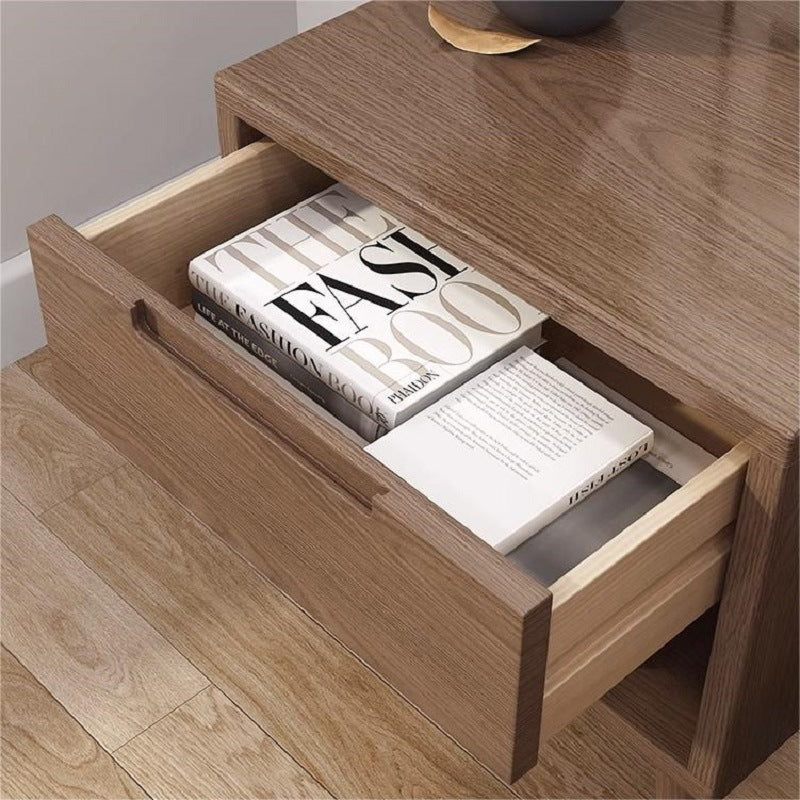 Minimalist Rubberwood Rounded Nightstand 1-Drawer