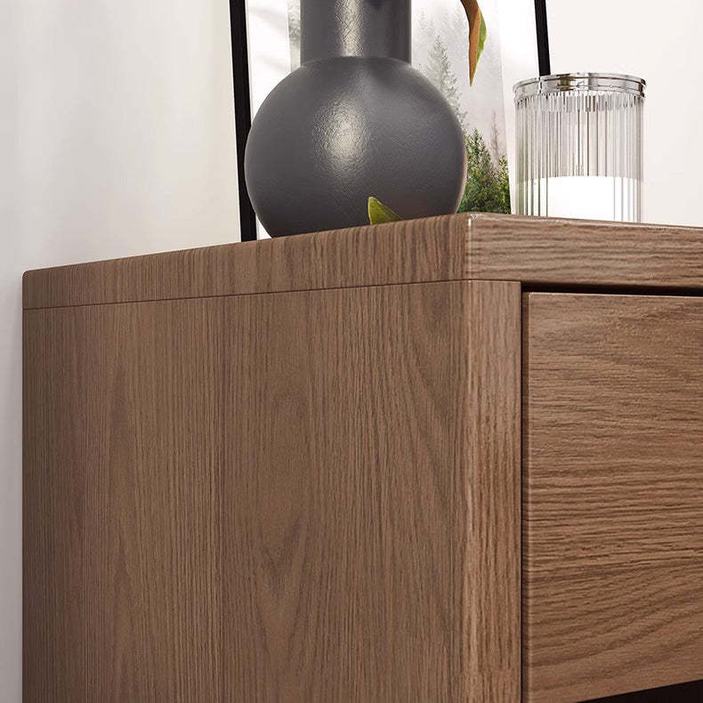 Minimalist Rubberwood Rounded Nightstand 1-Drawer