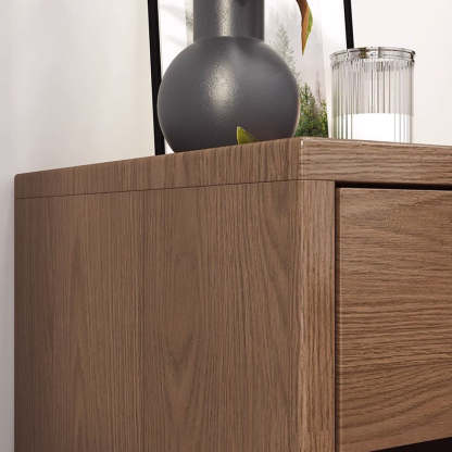 Minimalist Rubberwood Rounded Nightstand 1-Drawer