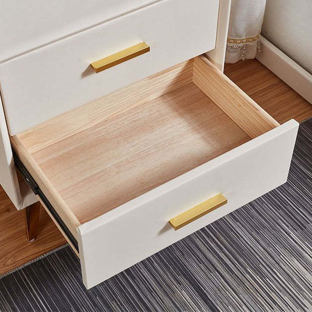 Minimalist PU Leather Metal Nightstand 2-Drawer