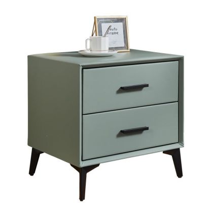 Minimalist PU Leather Metal Nightstand 2-Drawer