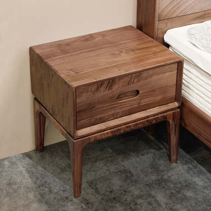 Chinese Black Walnut Rounded Nightstand 1-Drawer