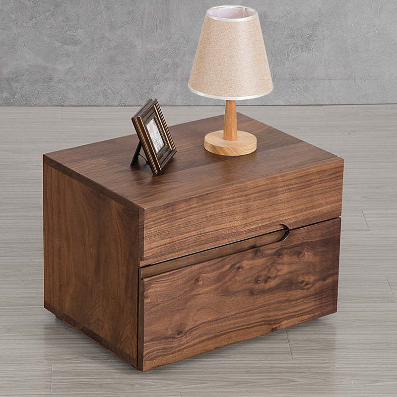 Walnut wood 2-drawer cherry nightstands - minimalist