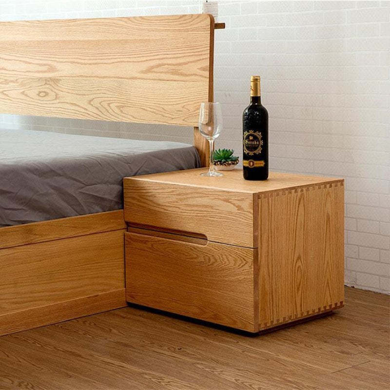 Minimalist 2-drawer cherry wood nightstands