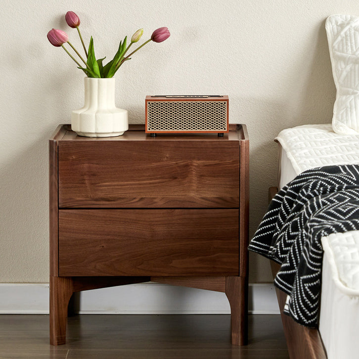 Vintage Black Walnut Nightstand 2-Drawer — B