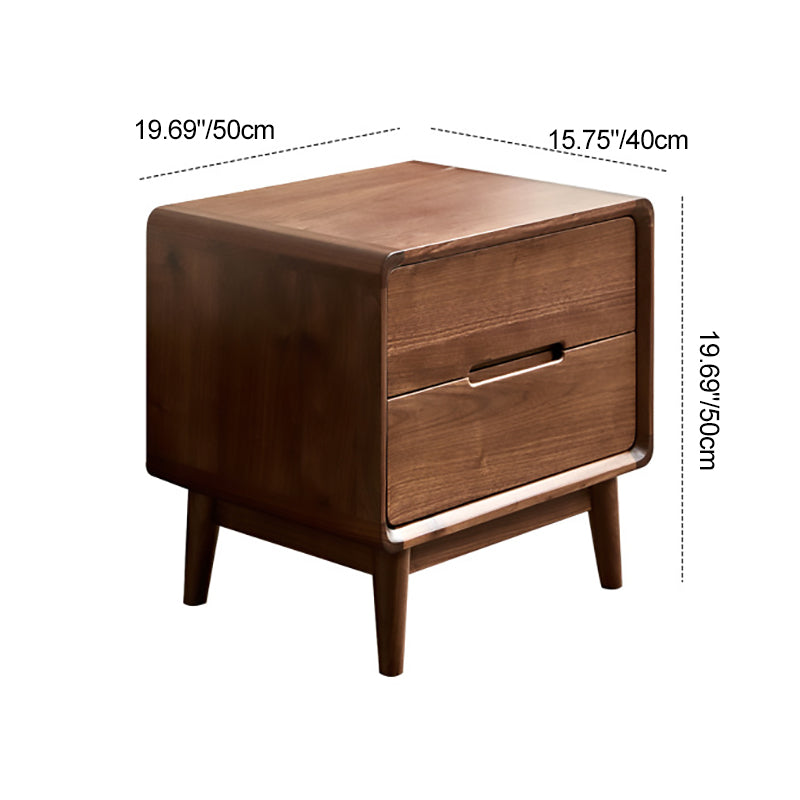 Vintage Black Walnut Nightstand 2-Drawer