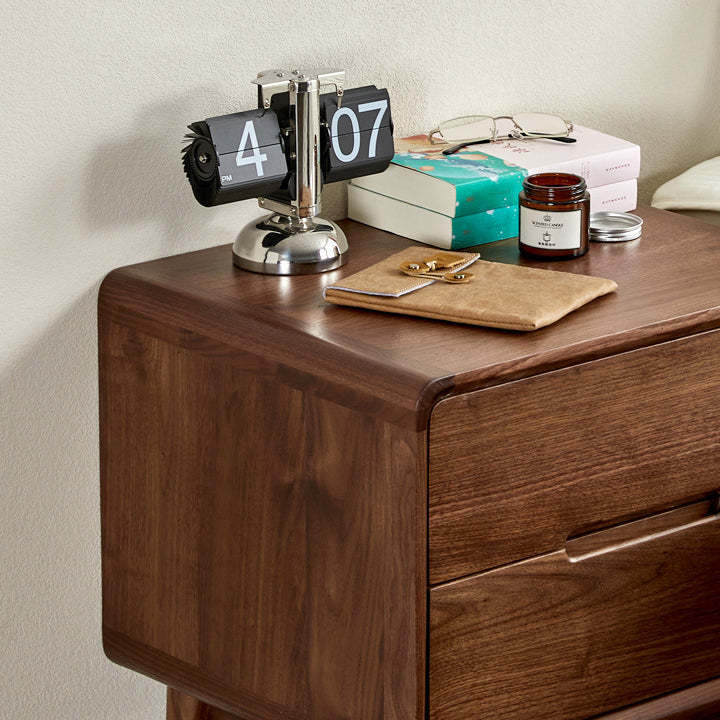 Vintage Black Walnut Nightstand 2-Drawer