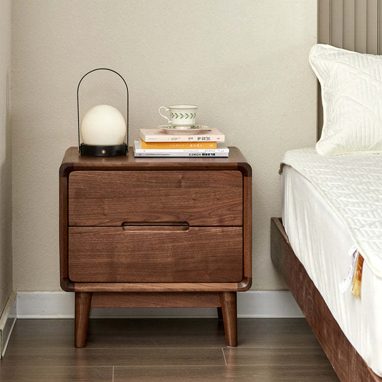 Vintage Black Walnut Nightstand 2-Drawer — A