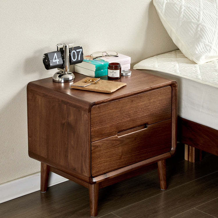 Vintage Black Walnut Nightstand 2-Drawer