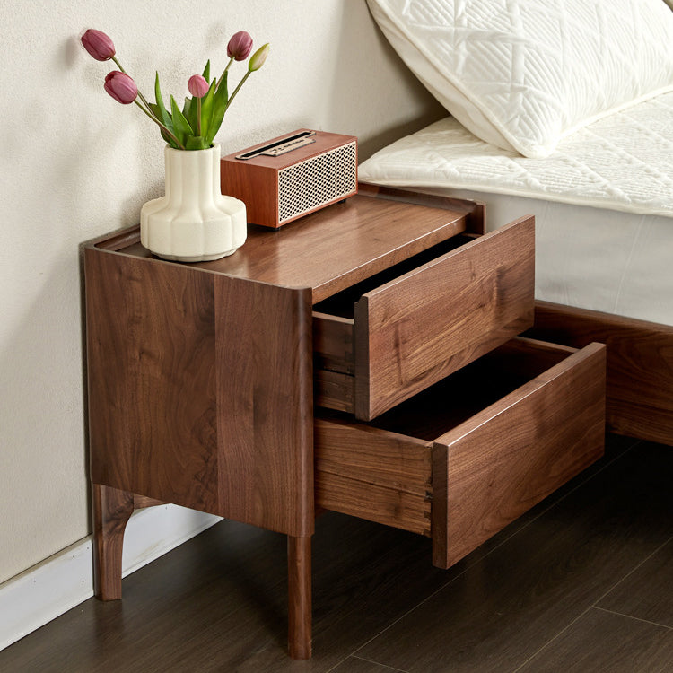 Vintage Black Walnut Nightstand 2-Drawer