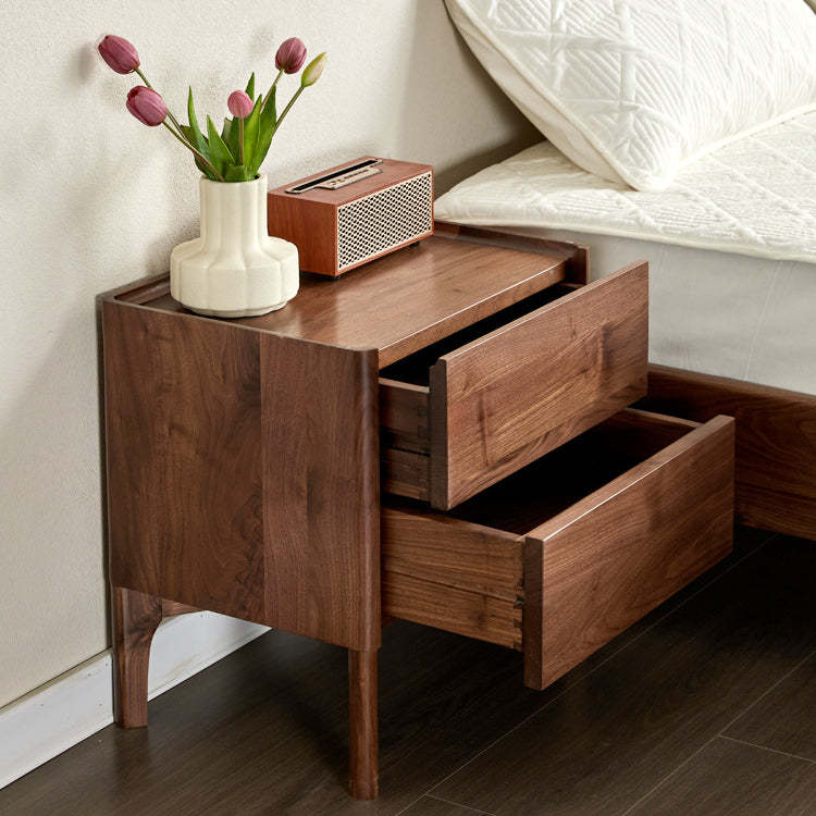 Vintage Black Walnut Nightstand 2-Drawer