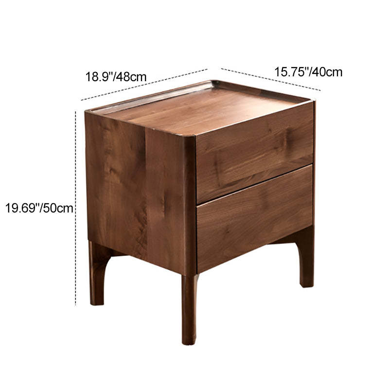 Vintage Black Walnut Nightstand 2-Drawer