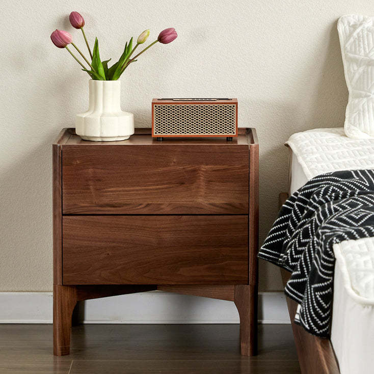 Vintage Black Walnut Nightstand 2-Drawer