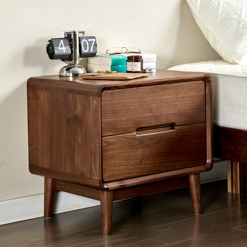 Vintage Black Walnut Nightstand 2-Drawer