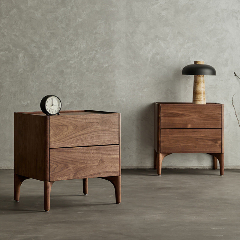 Chinese Black Walnut Nightstand 2-Drawer
