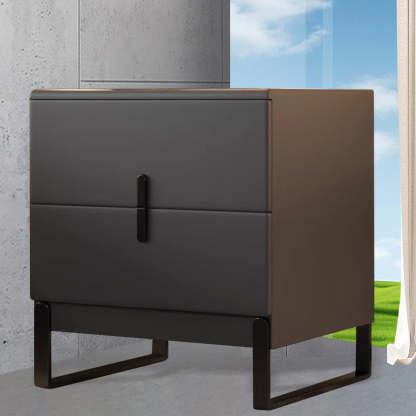 Minimalist Solid Wood 2-Drawer Nightstand