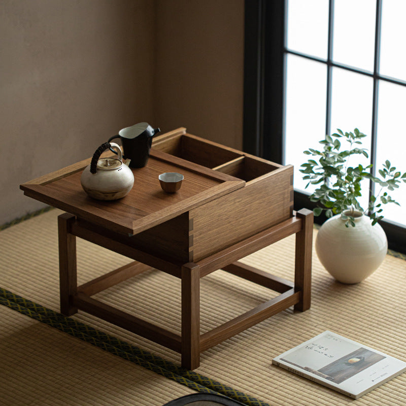 Japanese Wood Side Table 1-Tier — Black
