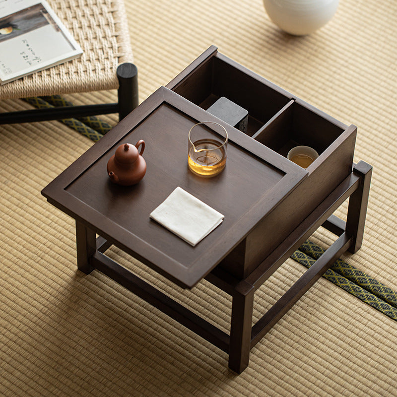 Japanese Wood Side Table 1-Tier — Walnut Color