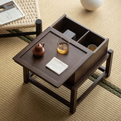 Japanese Wood Side Table 1-Tier — Walnut Color