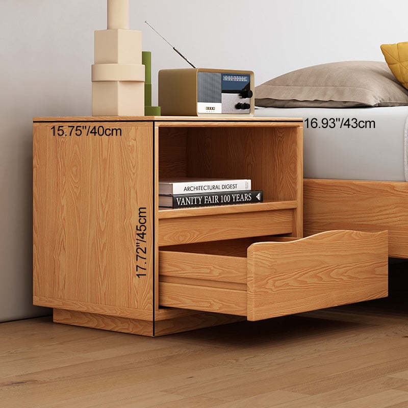 Scandinavian Wood Nightstand 2-Drawer