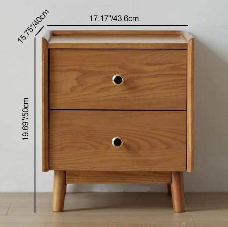 Scandinavian Wood Nightstand 2-Drawer