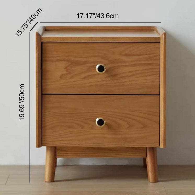 Scandinavian Wood Nightstand 2-Drawer