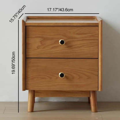 Scandinavian Wood Nightstand 2-Drawer