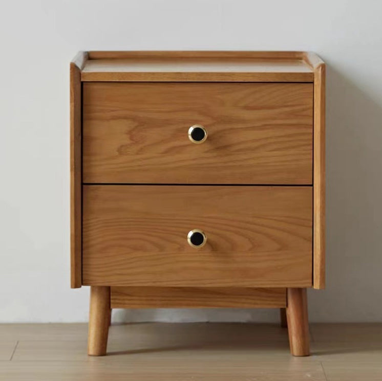 Scandinavian Wood Nightstand 2-Drawer