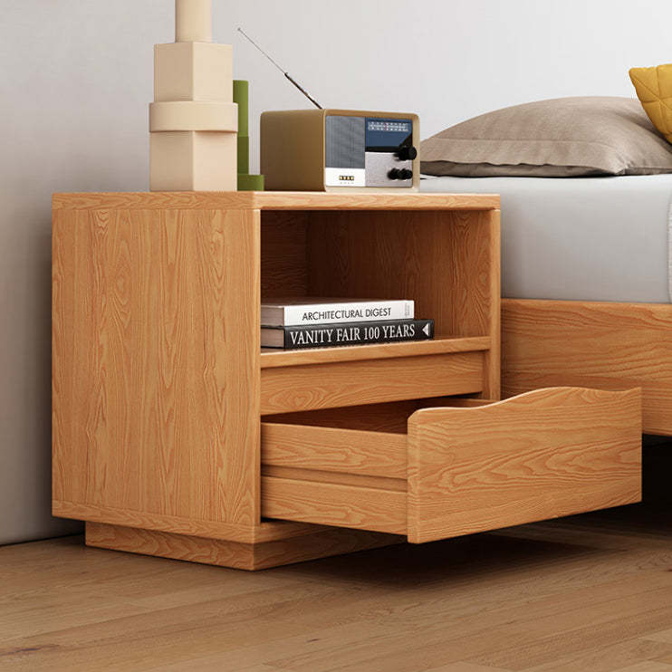 Scandinavian Wood Nightstand 2-Drawer