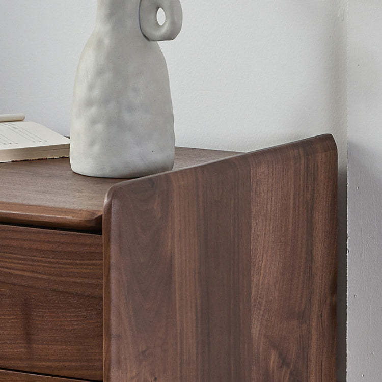 Scandinavian Black Walnut Nightstand 2-Drawer