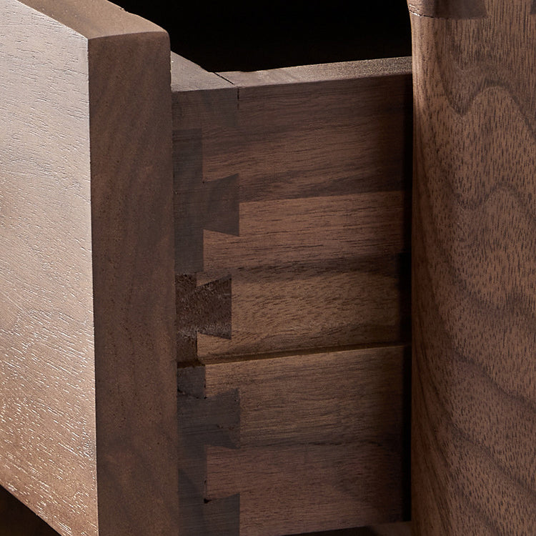 Scandinavian Black Walnut Nightstand 2-Drawer