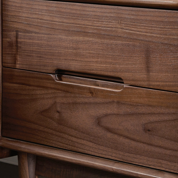 Scandinavian Black Walnut Nightstand 2-Drawer