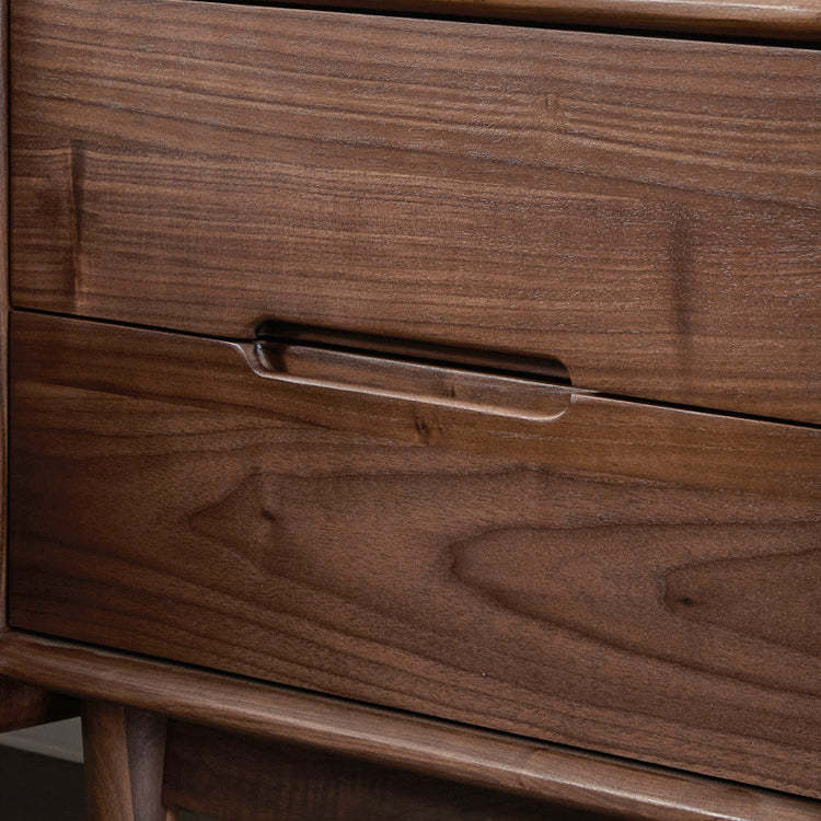 Scandinavian Black Walnut Nightstand 2-Drawer