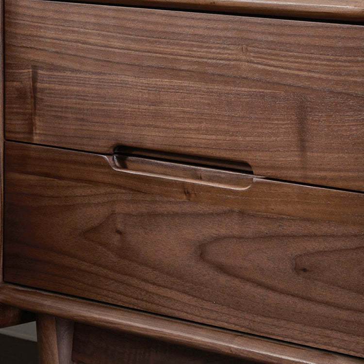 Scandinavian Black Walnut Nightstand 2-Drawer