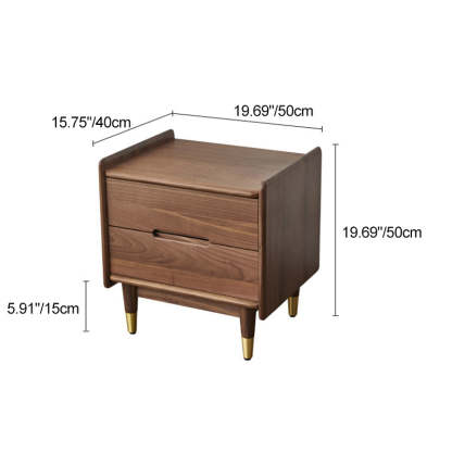 Scandinavian Black Walnut Nightstand 2-Drawer