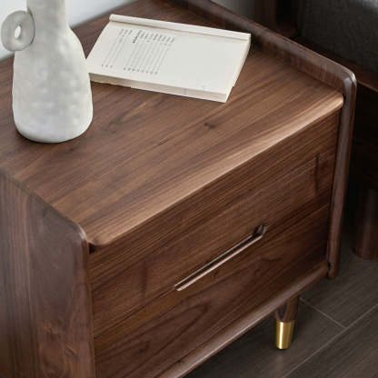 Scandinavian Black Walnut Nightstand 2-Drawer