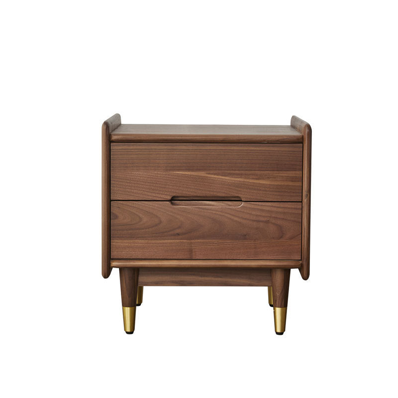 Scandinavian Black Walnut Nightstand 2-Drawer