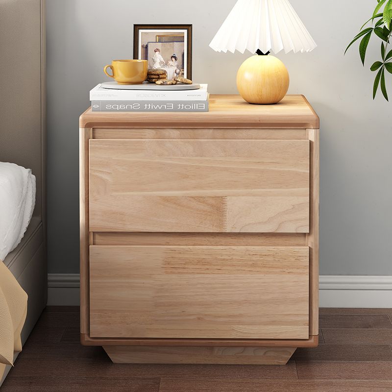 Minimalist Wood Nightstand 2-Drawer — Original Wood Color
