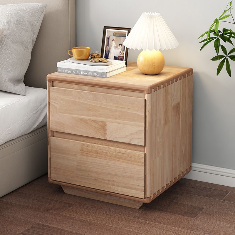 Minimalist Wood Nightstand 2-Drawer — Original Wood Color