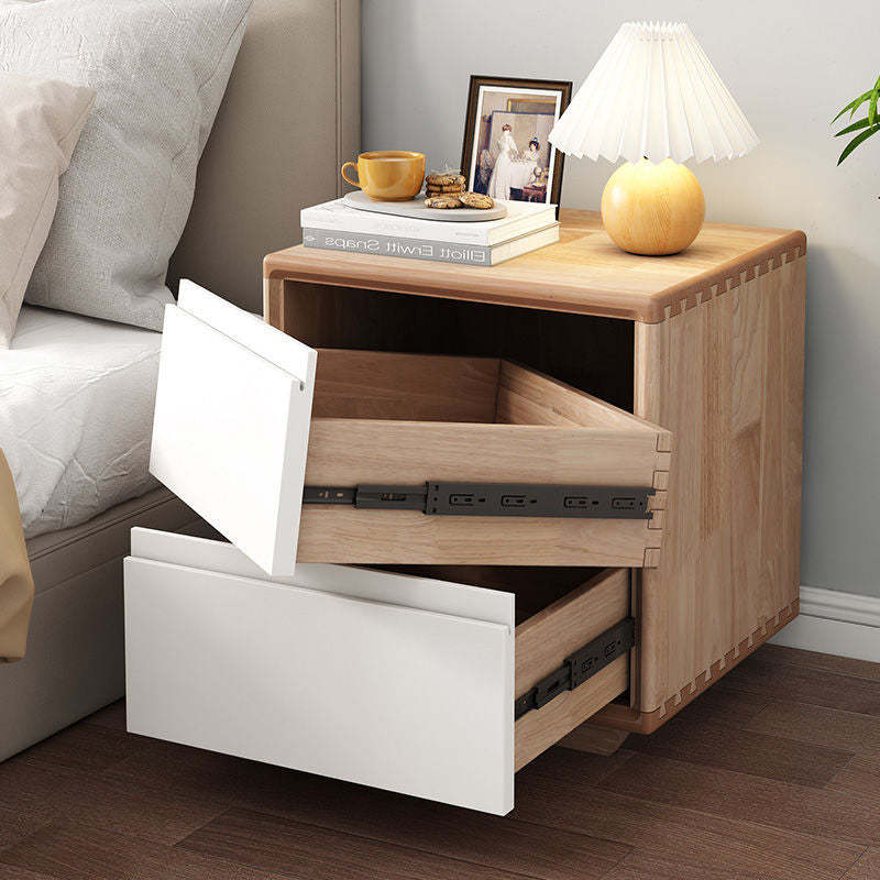 Minimalist Wood Nightstand 2-Drawer