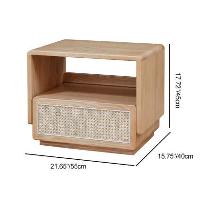 Minimalist Ash Wood Rounded Nightstand 1-Drawer