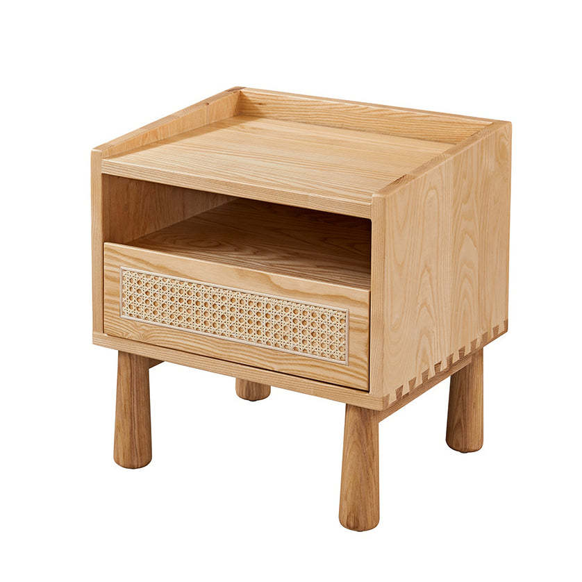 Minimalist 1-drawer rounded nightstands in wood — 19" L x 16" W x 20" H