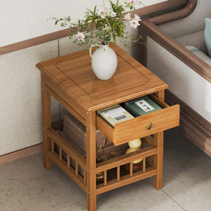 Vintage Bamboo Nightstand 2-Tier