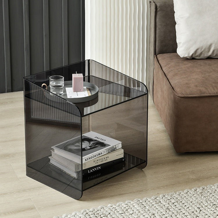 Scandinavian Acrylic Nightstand 2-Tier — Clear Color