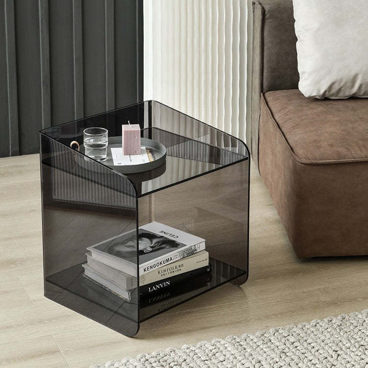 Scandinavian Acrylic Nightstand 2-Tier — Clear Color