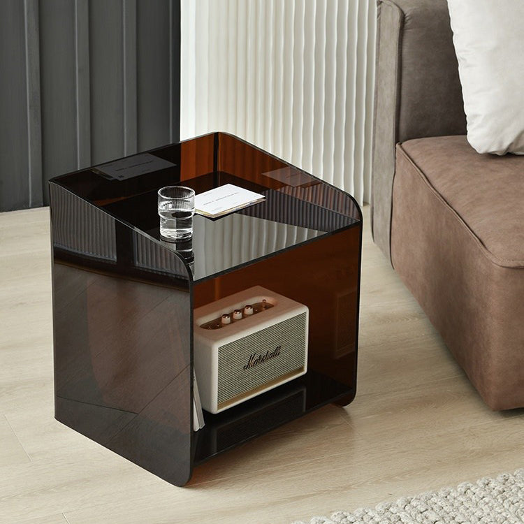 Scandinavian Acrylic Nightstand 2-Tier — Black